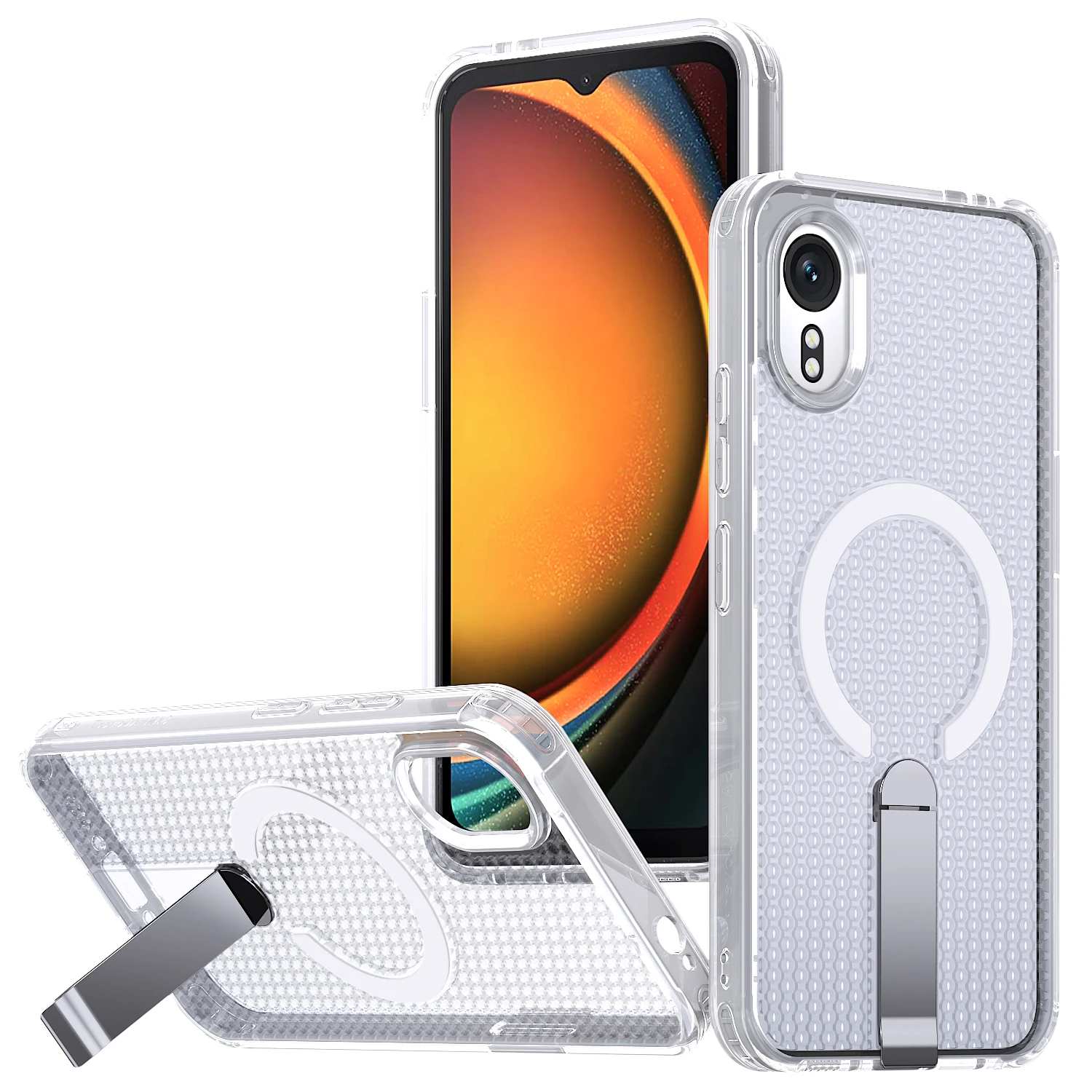 Cooling Hole Design Shockproof Phone Case For Samsung Galaxy XCover 7 Metal Bracket TPU Frame Acrylic Plastic Protecitve Cover