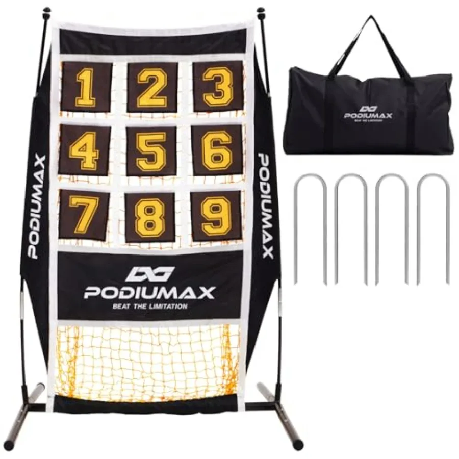 

Baseball Softball Pitching Net 9 Hole Target Net with Strike Zone Large Ball Collection System Solo Practice for Backyard Park