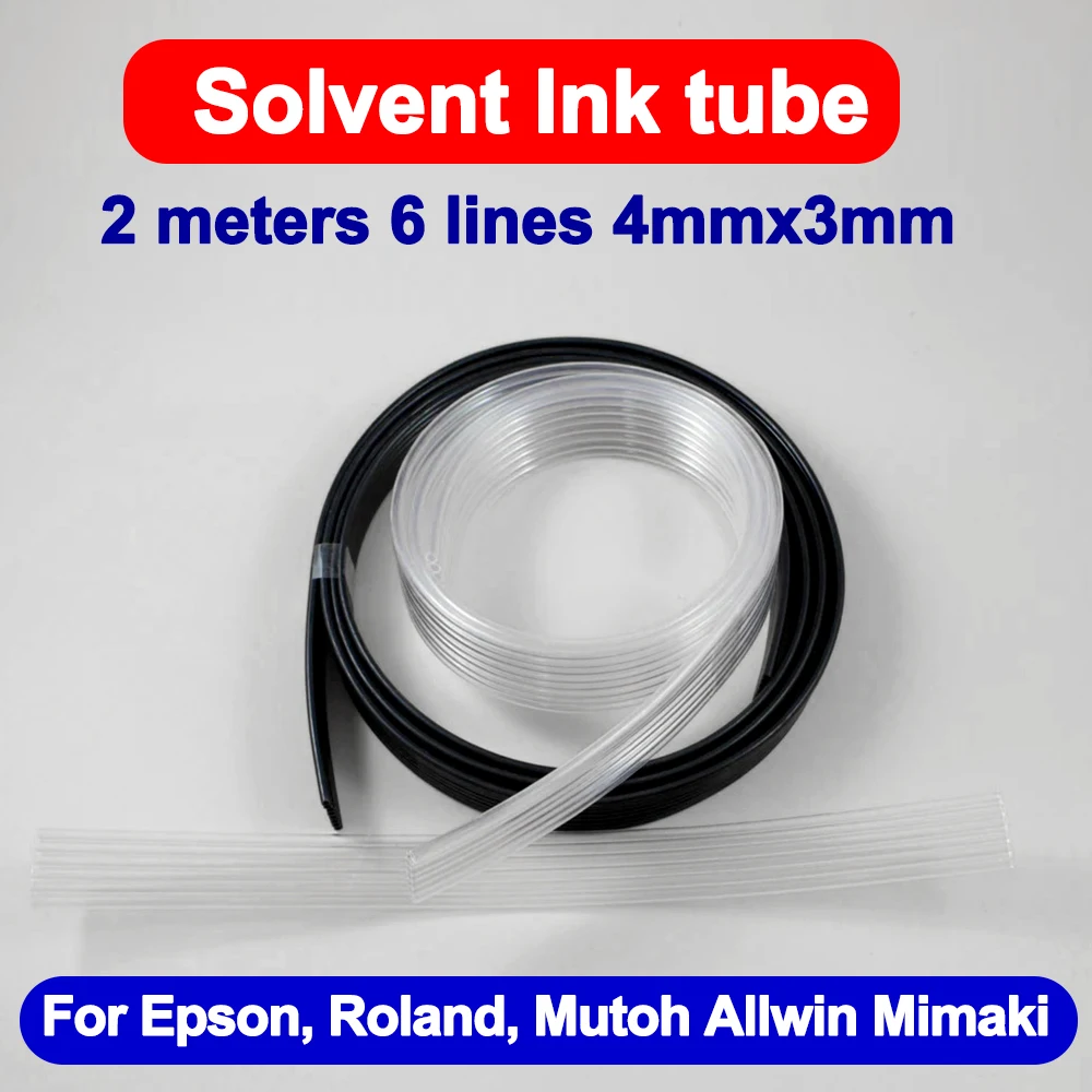 Anti-pelarut 2 meter 6 baris 3mm x 4mm tabung tinta lembut untuk Epson, Roland, Mutoh Allwin Mimaki pipa tinta printer