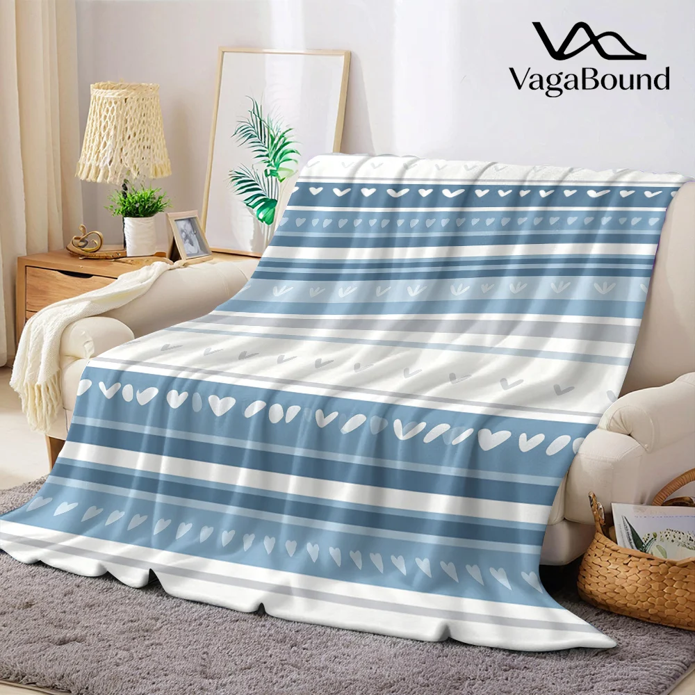Colorful Striped Borders Flannel Blanket Warm Soft Halloween Christmas All-Season Couch Decorative Cozy Warm Gift