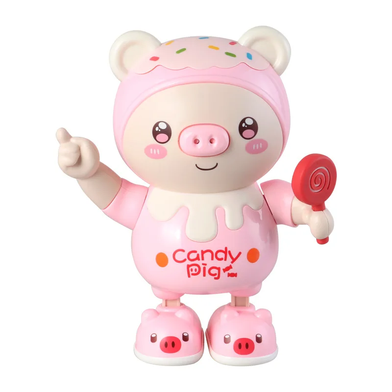 Dança elétrica e Swing Pig Toy com música leve, brinquedo interativo emissor de luz, animal bonito, engraçado, criativo, presentes do bebê