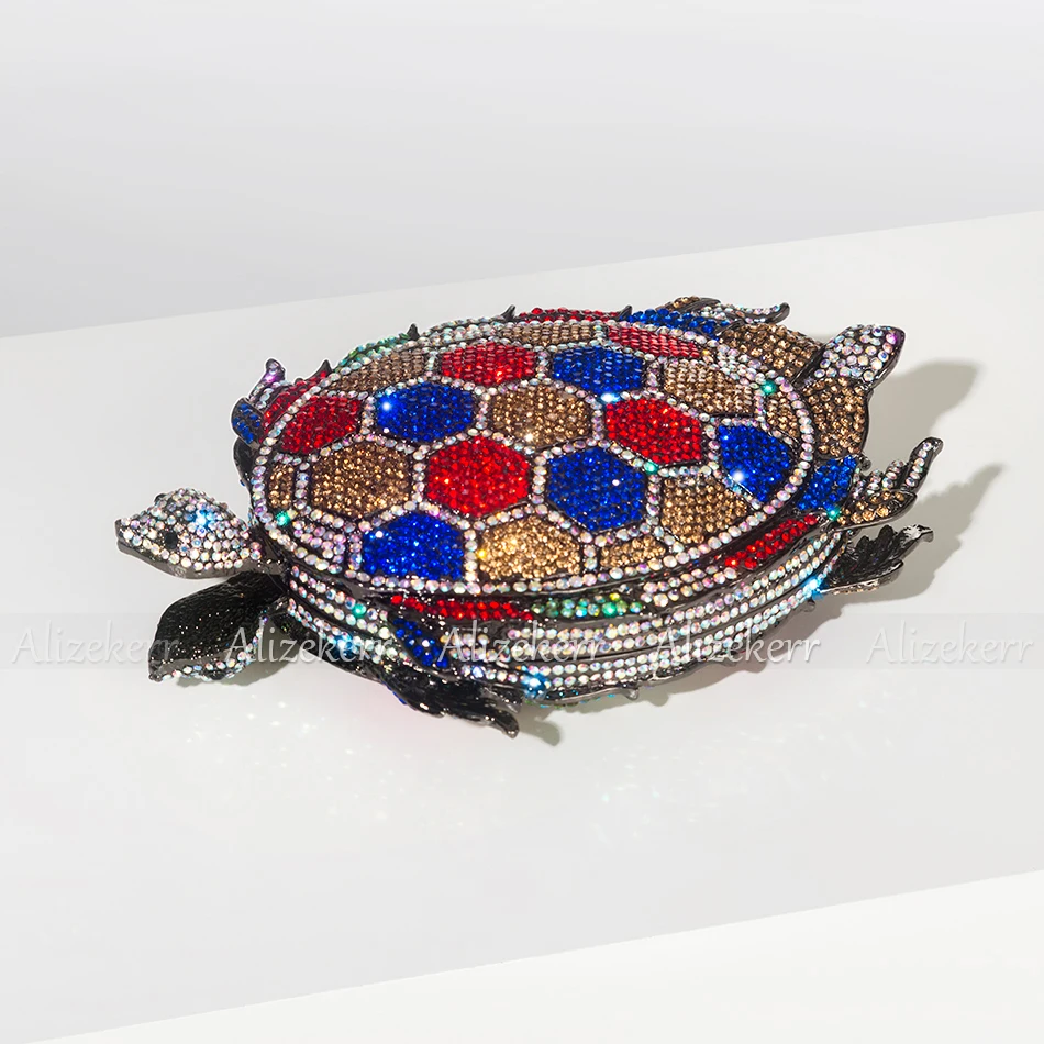 Turtle Shaped Diamond Evening Bags Unique Gorgeous Boutique Handmade Metallic Crystal Clutch Purses And Handbags Wedding Party