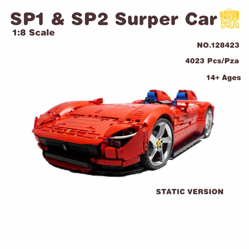 MOC-128423 Super Car 1:8 Scale Model With PDF Drawings Building Blocks Bricks Birthday Christmas Gifts