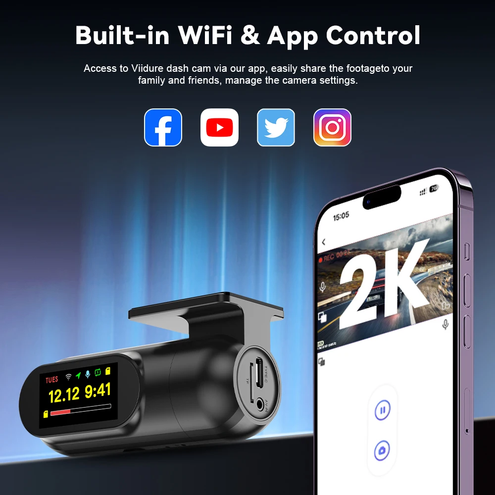 2.5K WiFi Dash Cam with APP & GPS 3