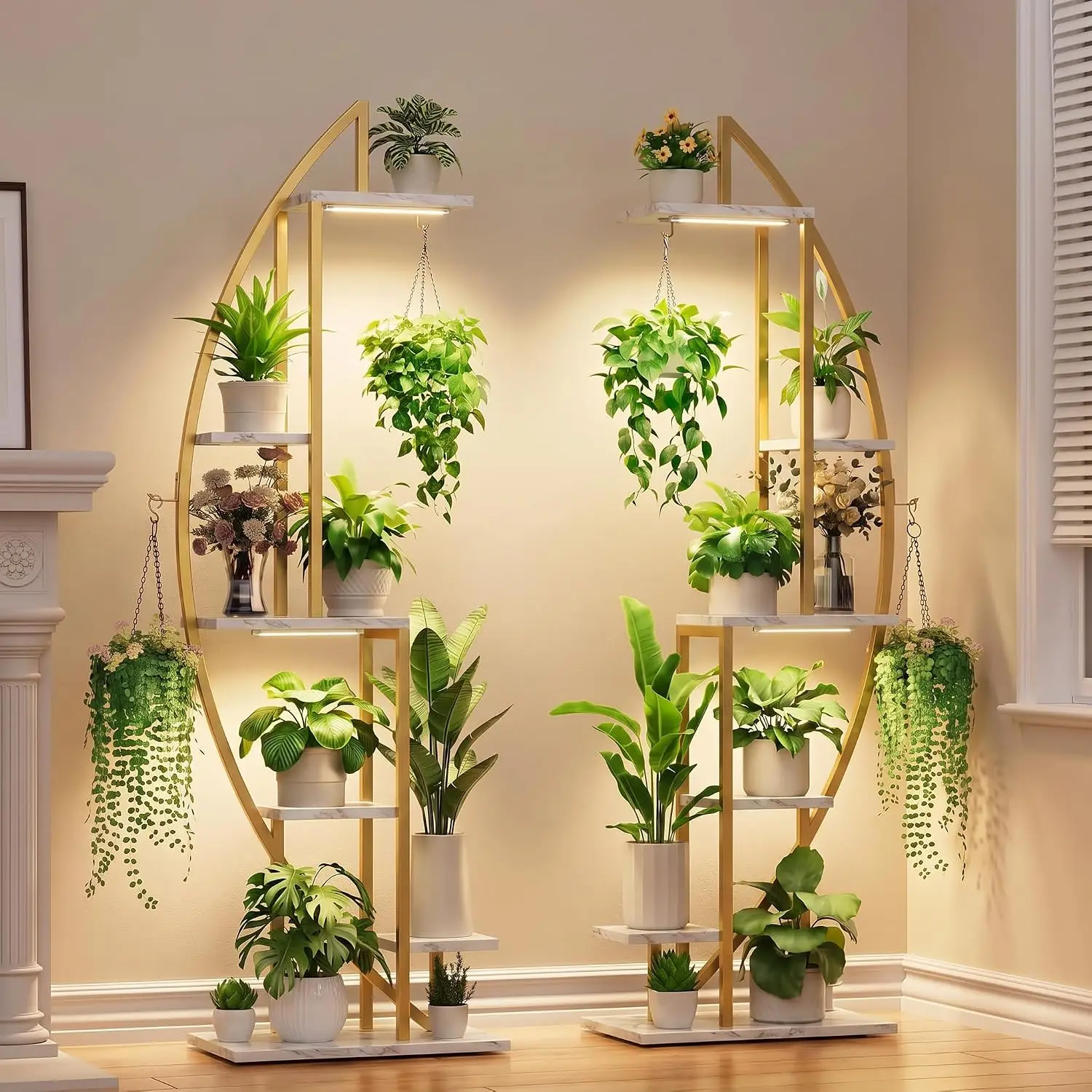 Plant Stand Indoor with Grow Lights, 6 Tiered Tall Plant Shelf, 63