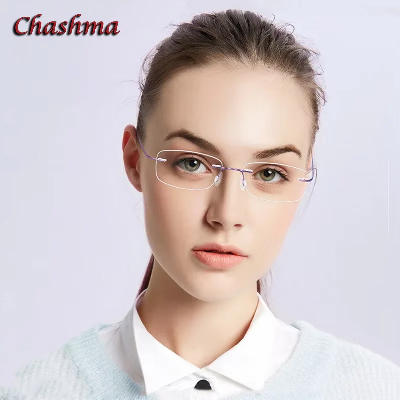 

Women Prescription Glasses Frame Rimless Eyewear Titanium Men Customize Shape and Size for Prescription Lenses Ultra Light 2 g