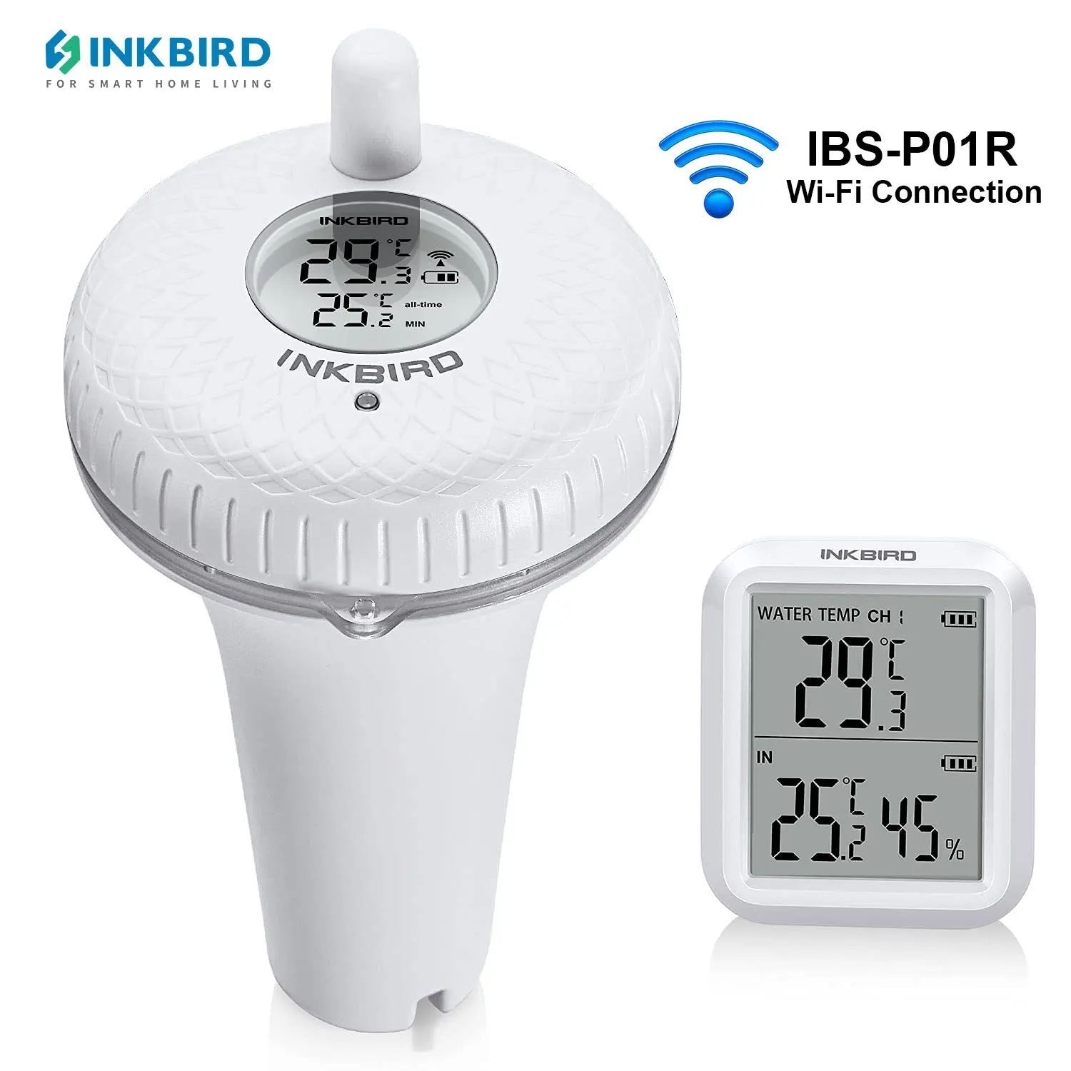 INKBIRD IBS-P01R 무선 수영장 온도계, IPX7 방수 부유 온도계, 수영장, 아기 목욕, 수족관, 연못용