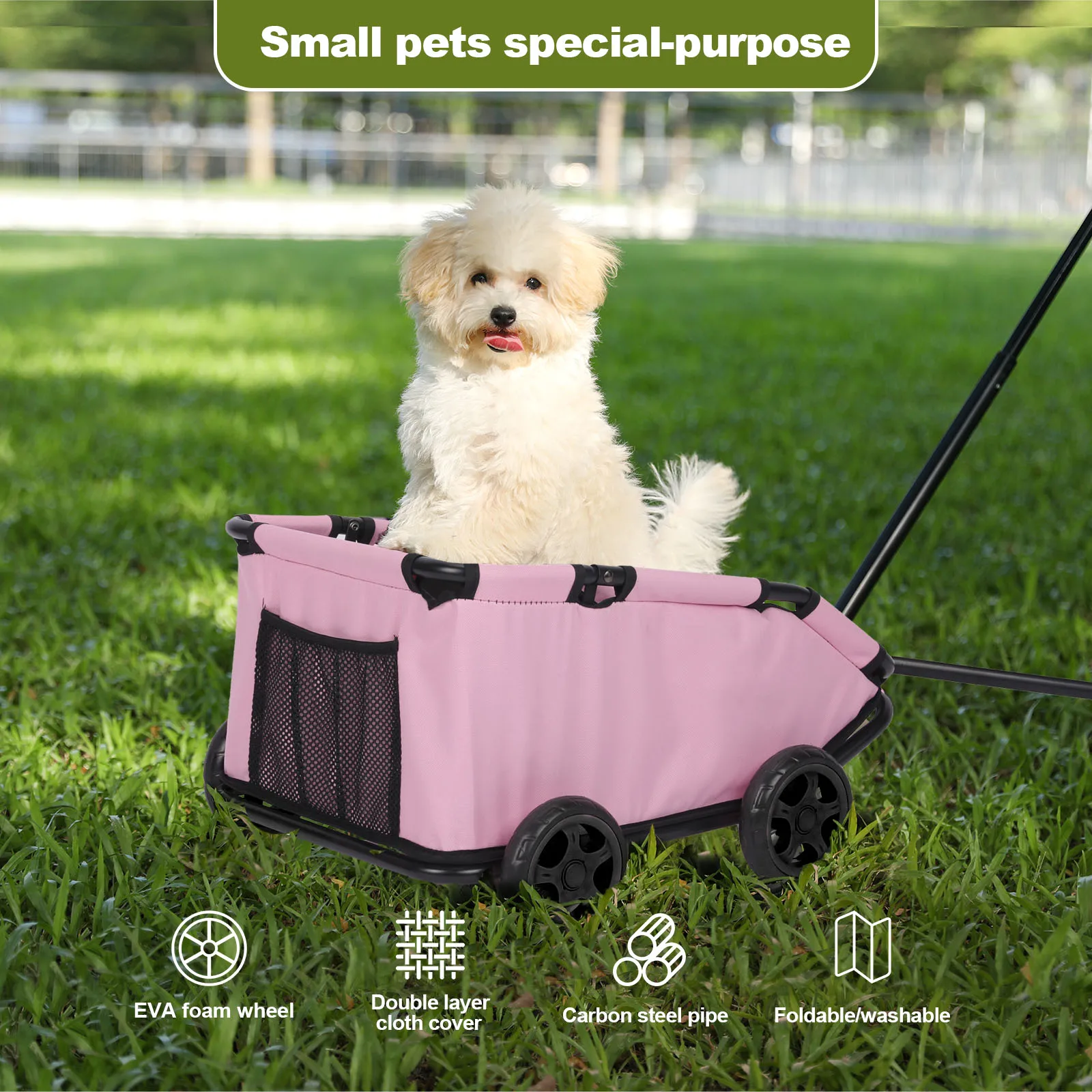 Carro pequeño para mascotas, cochecito plegable para perros de 4 ruedas, ligero 360 °   Carro giratorio Cochecito para mascotas Gatos pequeños Perros Transporte para gatos rodante