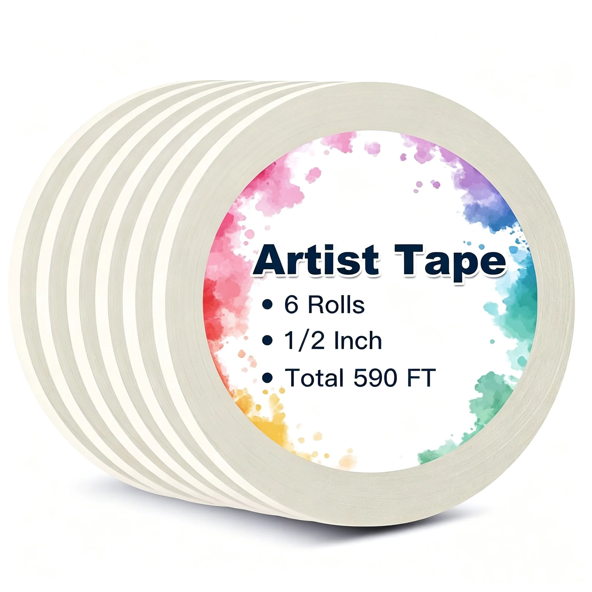 Edge Tape Roll - 6 Rolls of Artist Tape, Watercolor