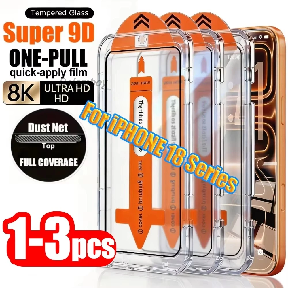 1-3 Stück HD-Displayschutzfolie aus gehärtetem Glas für iPhone 18 Pro Max 17 Air 16e 15 16 Plus 14 12 13 Mini 11 XS XR 7 8 SE 18 Pro Glas
