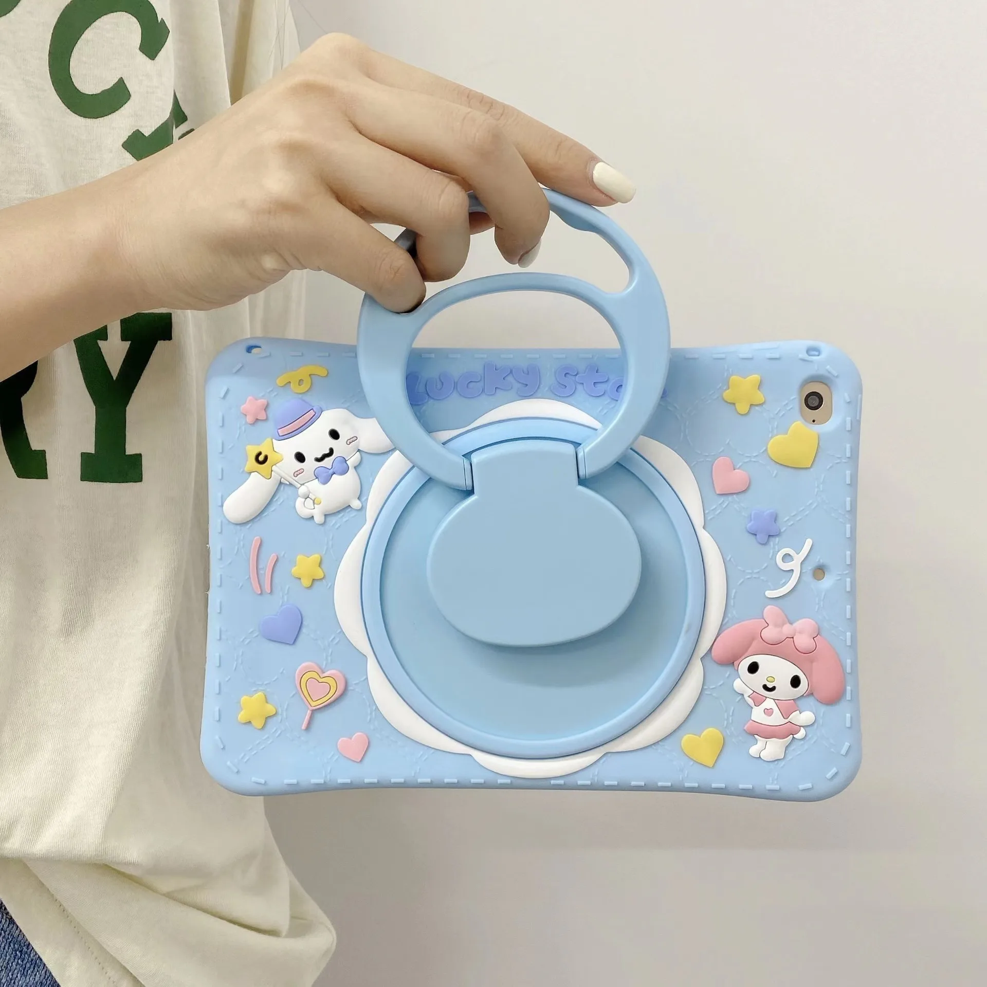 Cartoon Cinnamoroll Silicone Stand Case For iPad 9.7 5th 6th 2017 2018 Soft Cover for iPad 10.2 7th 8th 9th Gen Mini 5 4 3 Air 2