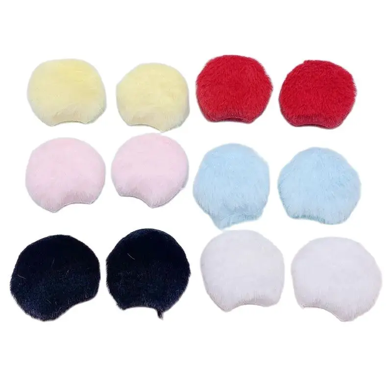 36 Stück, 4 cm, beidseitig mit Filz überzogene, kleine, runde Applikationen in Mausform, zum Aufnähen auf Kinderhüte, Stirnbänder, Haarspangen und als Accessoires. – Detail 1