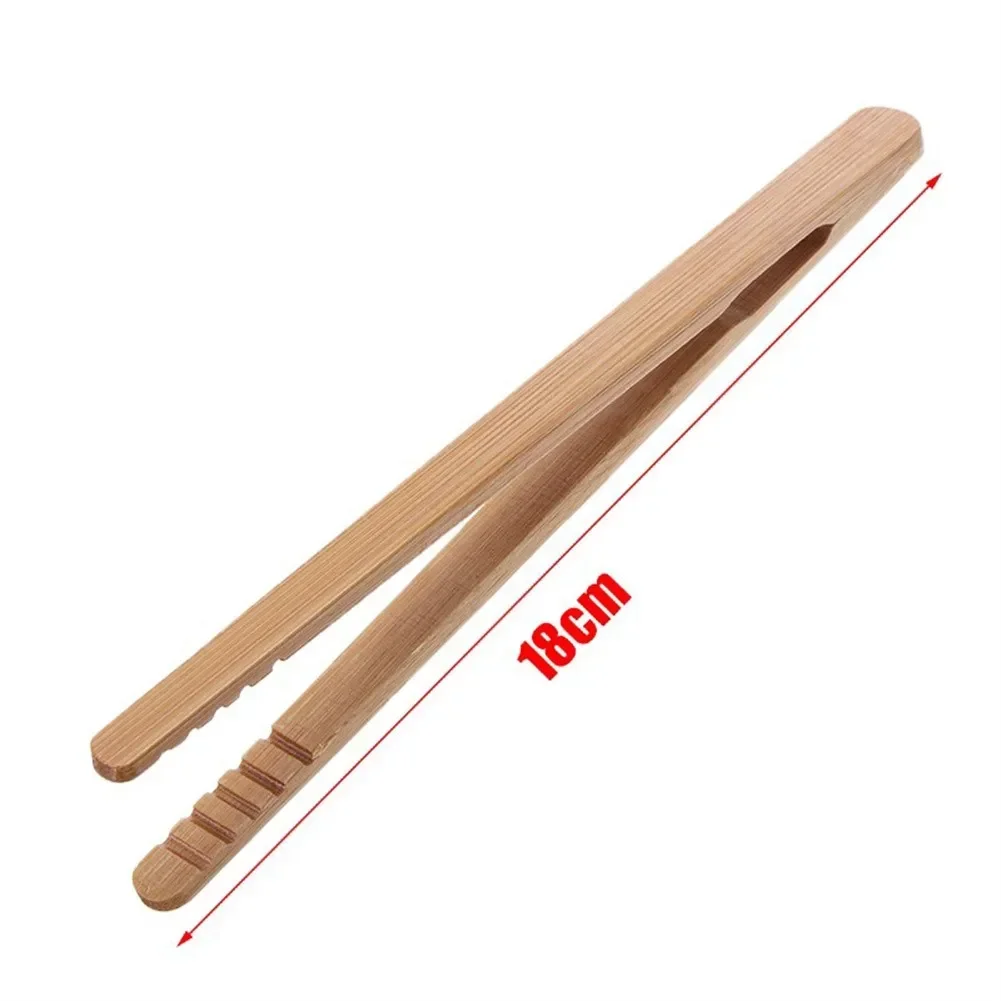 2PCS 18cm Natural Bamboo Wooden Food Toaster Tongs Tea Clip Tweezers For Toast Pickles Tea Cooking Kitchen Accessories