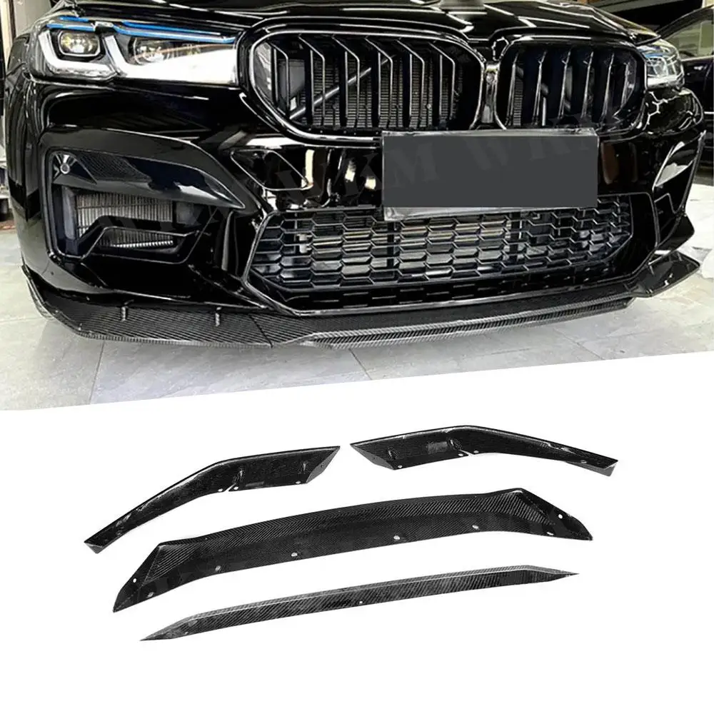 Dry Carbon Fiber Front Lip Splitters for BMW 5 Series F90 M5 LCI 2021+ FRP Car Front Bumper Guard 3PCS/SET