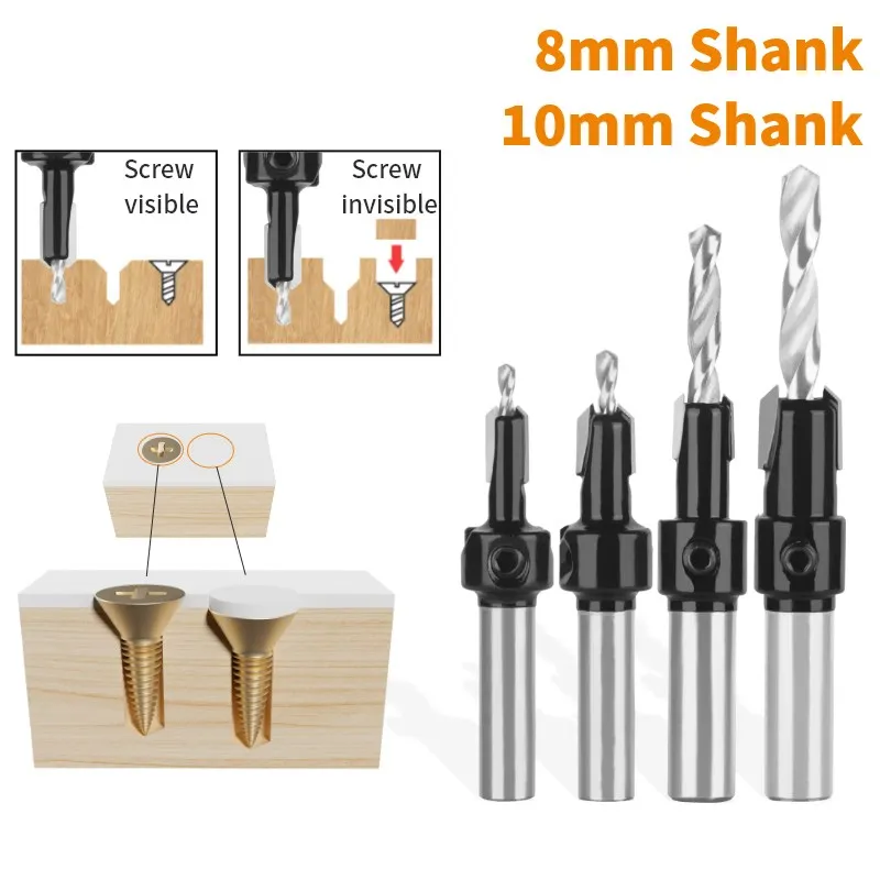 Meikela Dia.6-14mm Countersink Woodworking Drill Bit Drilling Pilot Holes Screw Counter Bore Drill Screw Countersunk 8MM Shank