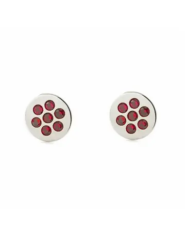 Earrings girl white gold 9k round Ruby