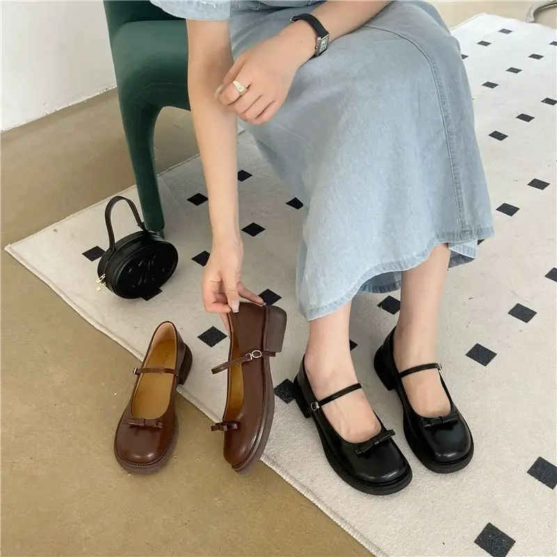 Chaussures Lolita de Style Japonais pour Femme, avec Nministériels d Rond, Style Kawaii Gothique, Noir, Talon Bas, Élégant, E, Été, 2024