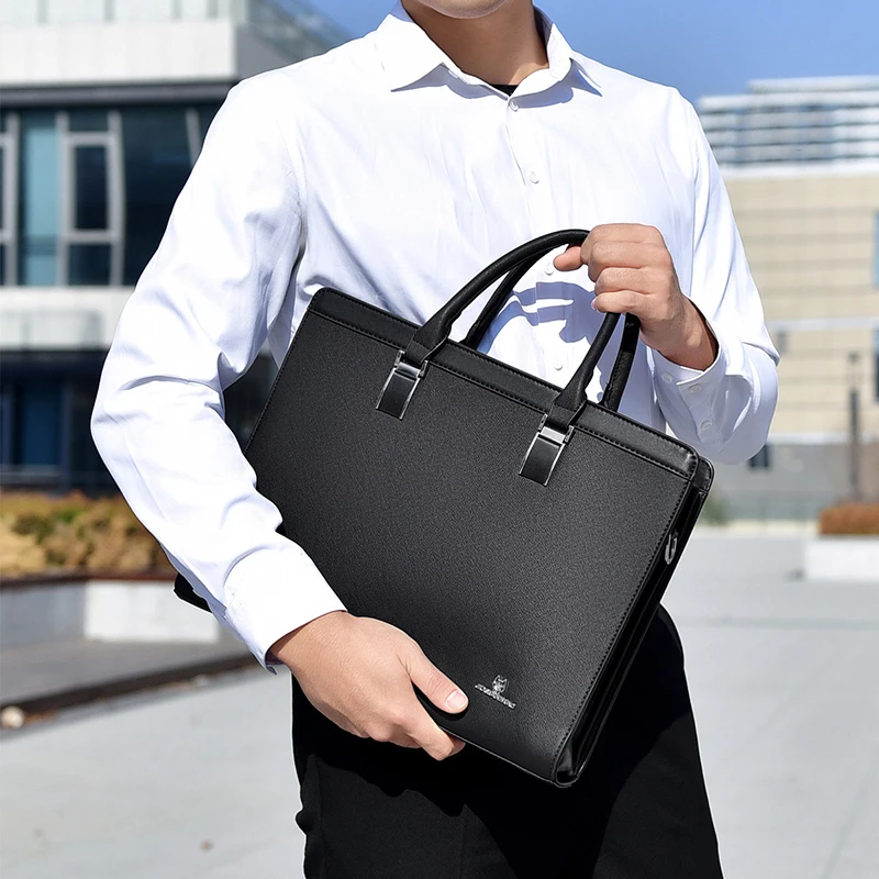 Men's Briefcases Executives Lawyer Designer PVC Business Office Shoulder Square Side Laptop Messenger Crossbody A4 Documents Bag