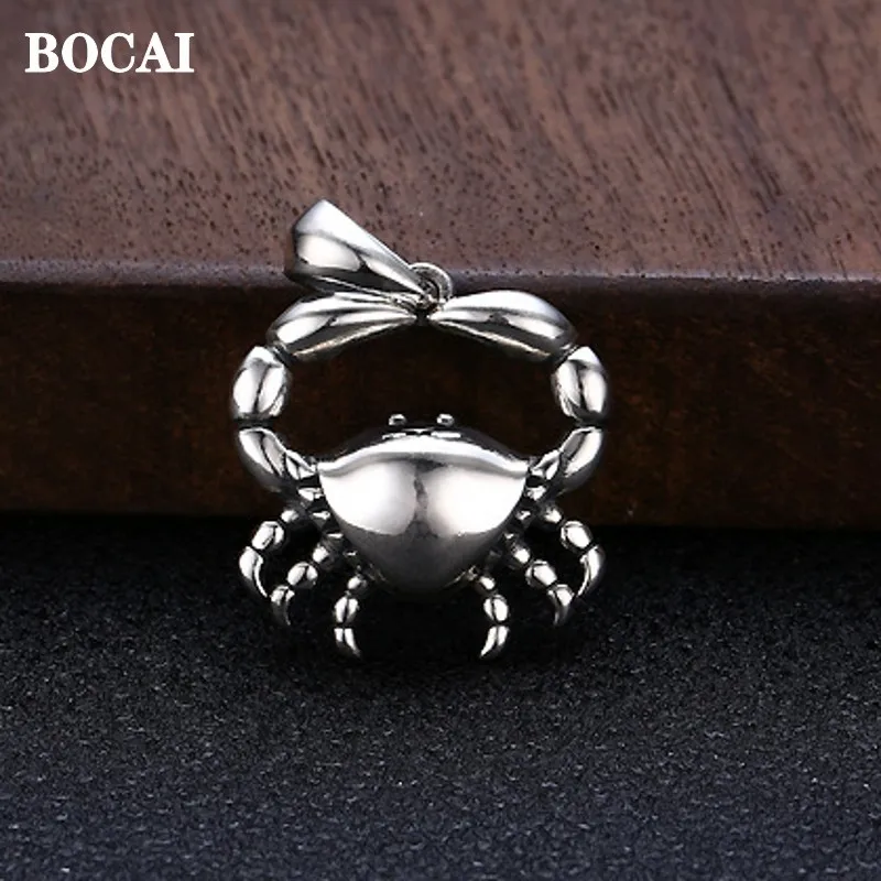 

BOCAI 2022 Pure S925 Silver Jewelry Crab Pendant Retro Personality Trend Men And Women Pendants Valentine's Day Gifts