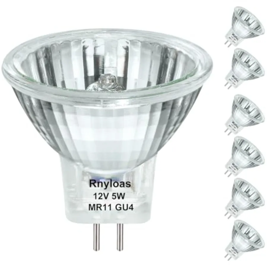 Halogen, 6 Pack Base MR11 12V, Long Lasting GU 4 MR 11 Dimmable with Glass Cover, MR 11 Warm White 2800K Fiber Optic Light Bulb