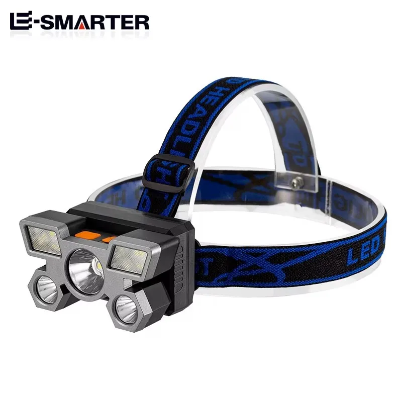 USB Rechargeable Headlamp Portable 5LED Headlight Built-in Battery Torch Portable Working Light Fishing Camping Head Light