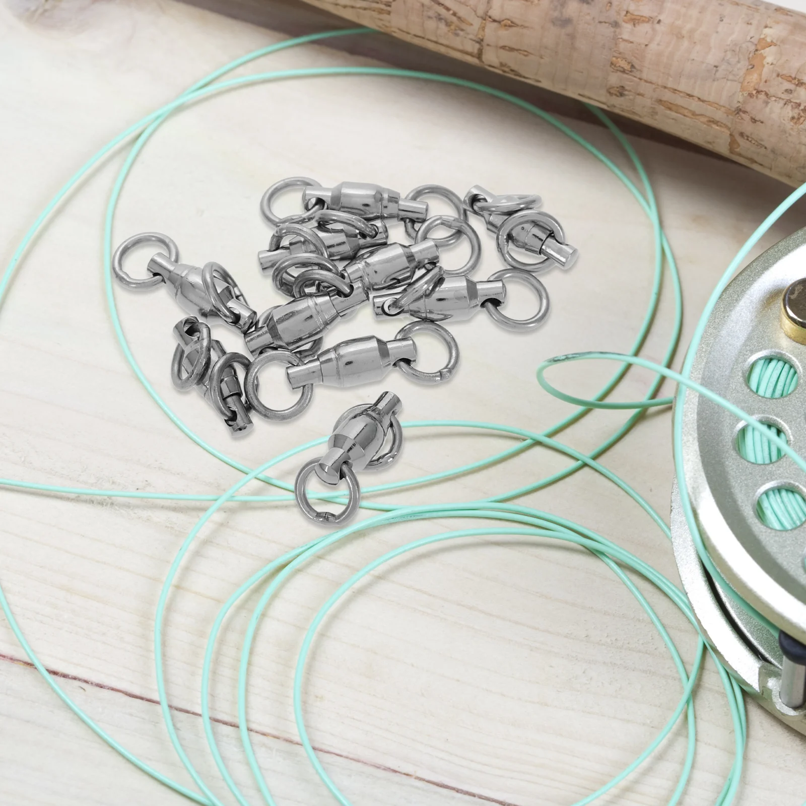 

10pcs Stainless Steel Barrel Swivel Fishing Tackle Connector Double Welded Rings Bearing Design For Saltwater Freshwater