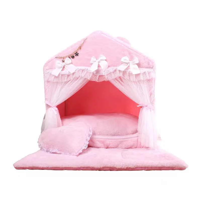 Luxury Keep Warm High Resilience Solid Puppy House Comfortable Breathable Semi Closed Cat Villa Bed