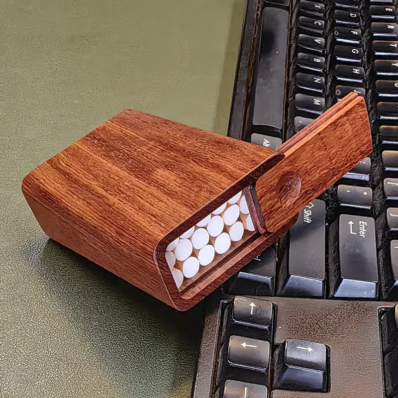 Handmade blood sandalwood solid wood cigarette box flip-top log natural environmentally friendly portable cigarette box