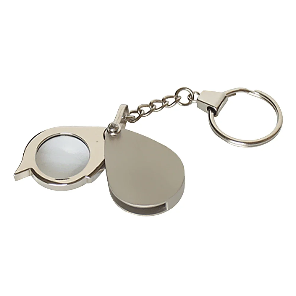 High Quality 8X Folding Key Ring Glass Magnifier with Key Chain Waterproof Daily Magnifying Pocket Tool