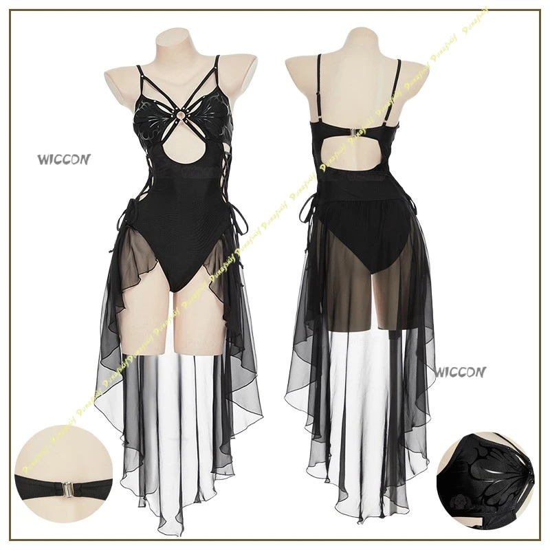 Cosplay Costume Woman Suit Butterfly Gothic Chiffon Black One-piece Swimsuit Onesie Girls Dress Bikini Daily Christmas Halloween