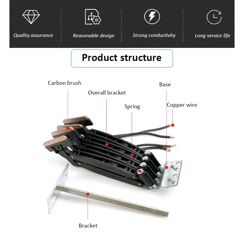 آمنة سلسة الكهربائية بسبار الكربون فرشاة عزل موصل النحاس رافعة بسبار السلطة السكك الحديدية جامع