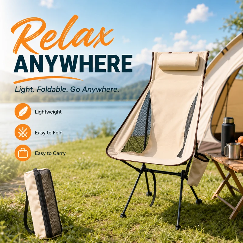 

Westtune Portable Folding Camping Chair with Headrest Lightweight Tourist Chairs Aluminum Alloy Fishing Chair Outdoor Furniture