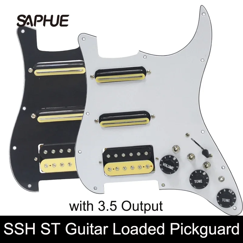 Left/Right Hand ST Guitar SSH-Coil Splitting Prewired Pickguard Two Mini Humbucker + One Humbucker(9K/9K/15K) with 3.5 Output