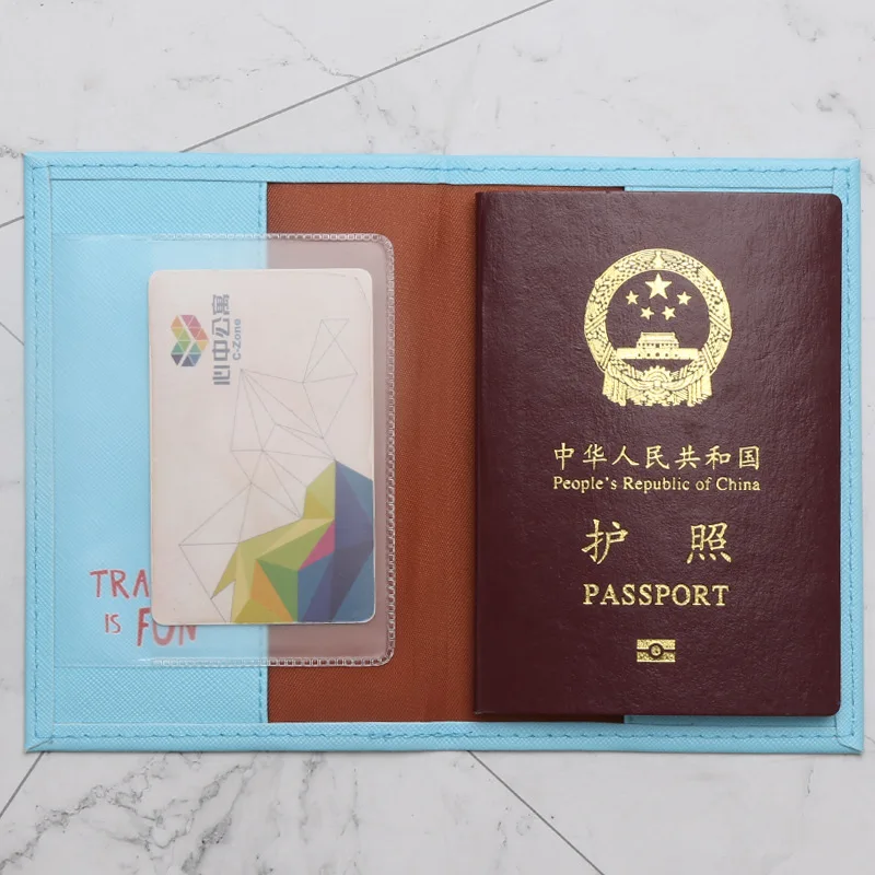 Travel Around The World Passport Cover Case Holder with ID Credit Card Air Ticket Slot Passport Protector Sleeve for Travel