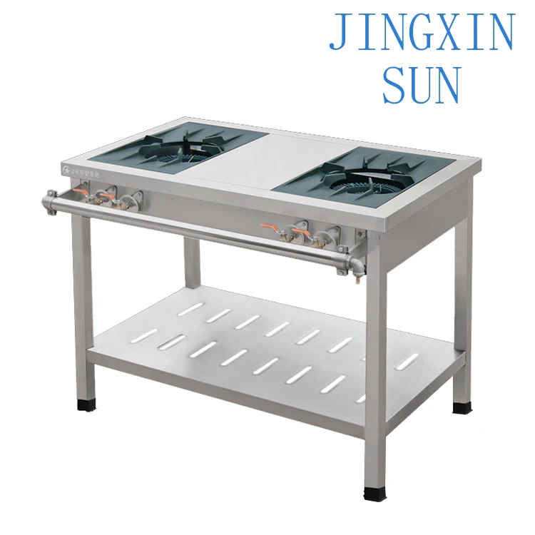 In Stock for FCGBR-1006B Asian Type 2 Burner Gas Cooking Range with Undershelf commercial kitchen stove for restaurant hotel