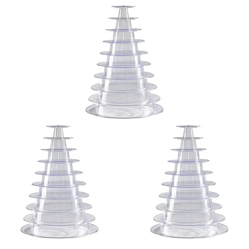 A96K-3X 10 Tier Cupcake Holder Stand Round Macaron Tower Stand Clear Cake Display Rack For Wedding Birthday Party Decor