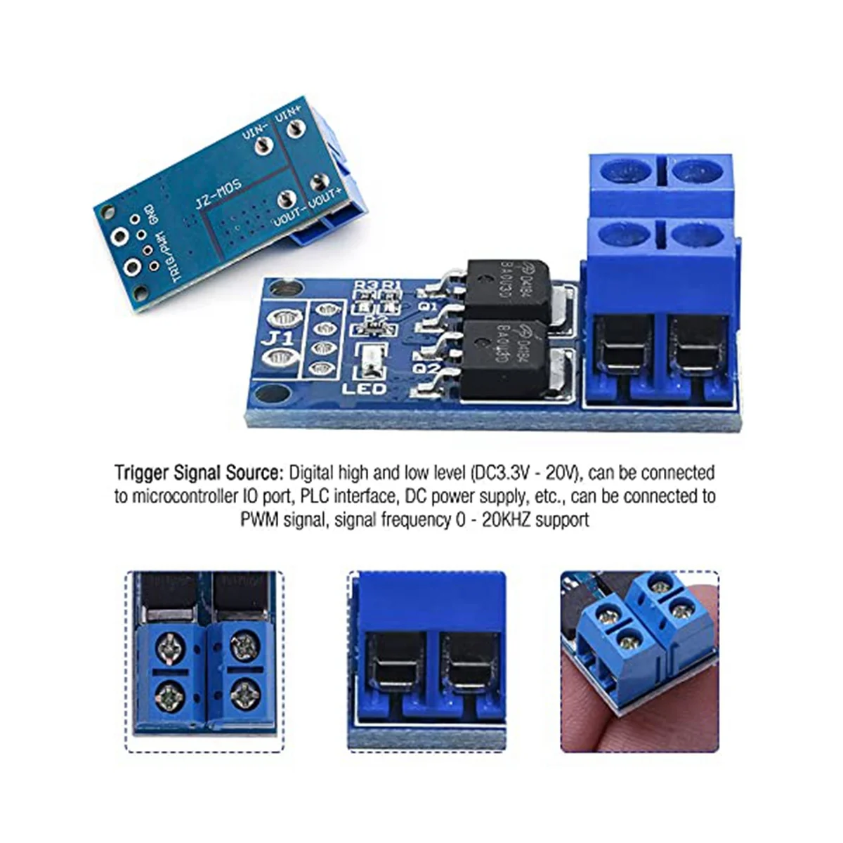 Módulo de movimentação do interruptor do MOSFET do controlador da velocidade do motor, poder superior duplo, 0-20KHz, PWM, C. C. 5V-36V, 15A, 30A máximo, 400W, 30 PCes