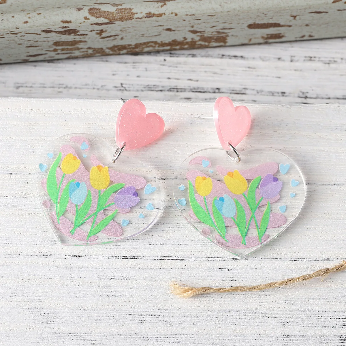 new flower love acrylic pendant earrings spring and summer simple small fresh earrings Mother's Day gift