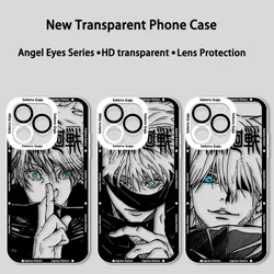 Anime Jujutsu Kaisen Gojo For Apple iPhone 15 14 13 12 11 XS XR X Pro MAX 8 7 Plus SE Angel Eyes Transparent Phone Case