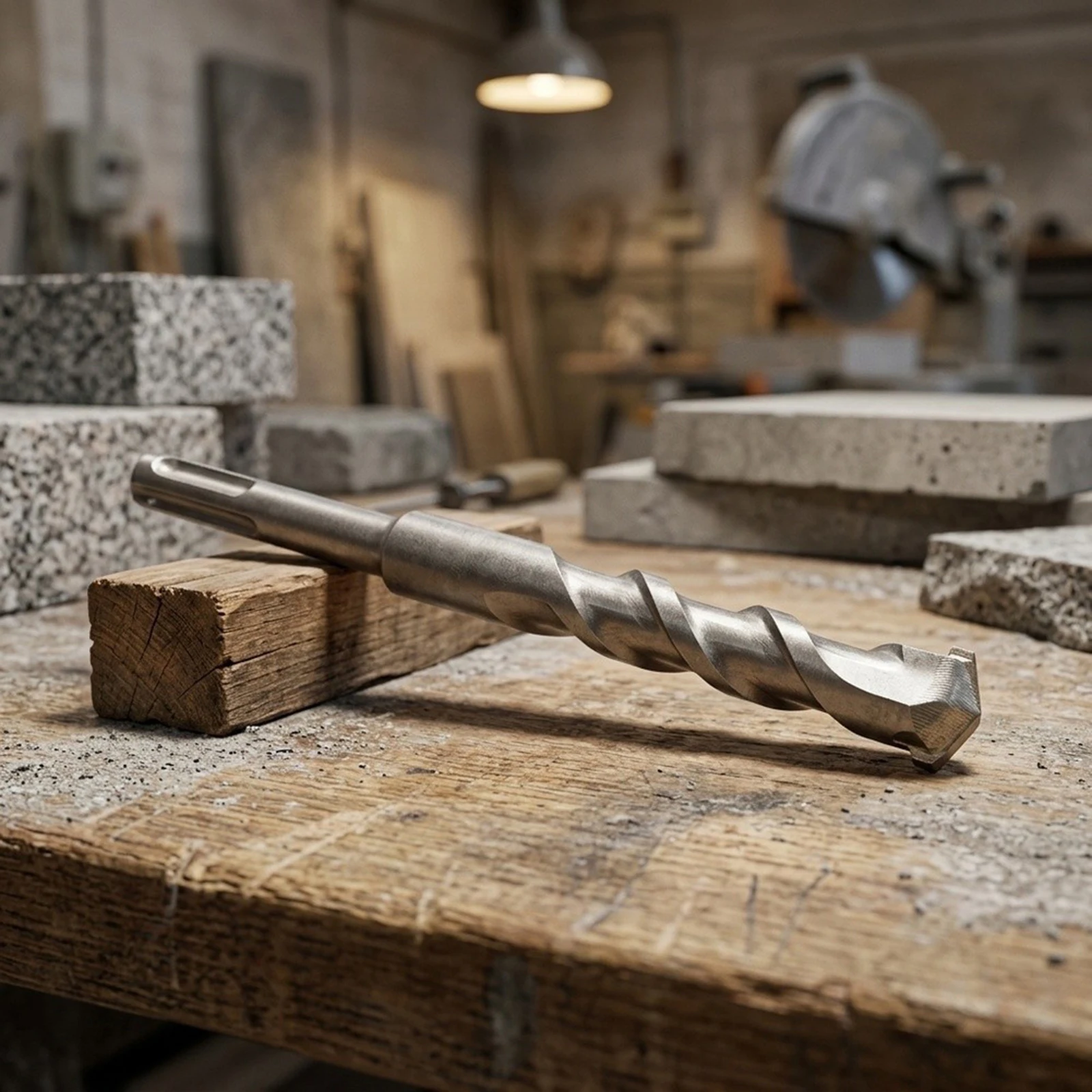 Heavy-Duty Tools SDS Drill Bit High-Carbon Steel Wear Resistant Heat-Treated Material Diameter 16mm Stone Splitting Operations