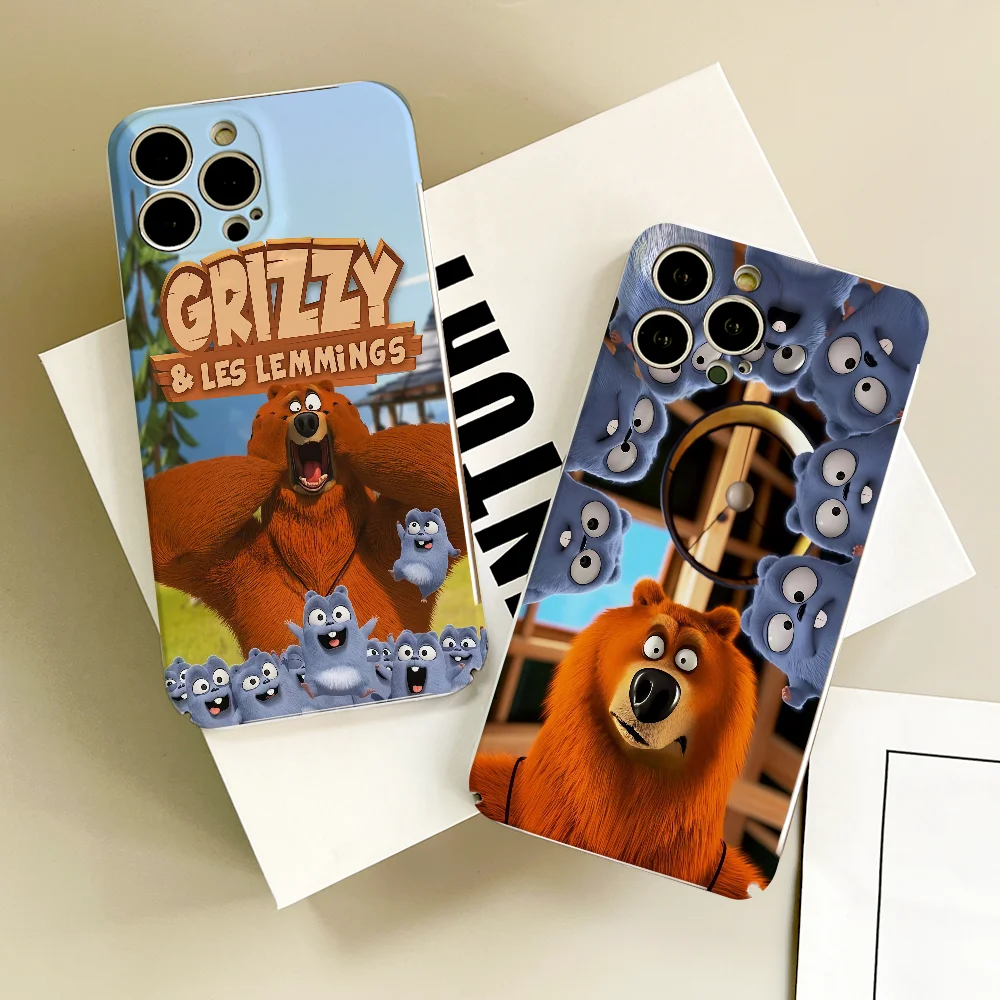 Funda para Teléfono con Dibujos Animados de G-Grizzy y Los Lemmings para iPhone 17 16 15 14 13 12 11 Plus Pro Max Mini, Carcasa Rígida Brillante HD
