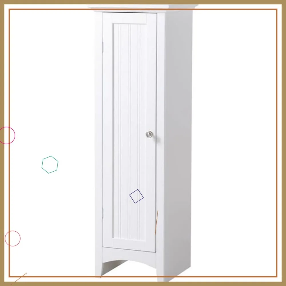 

15" 1-Door Wood Kitchen Storage Pantry in White for Home Office