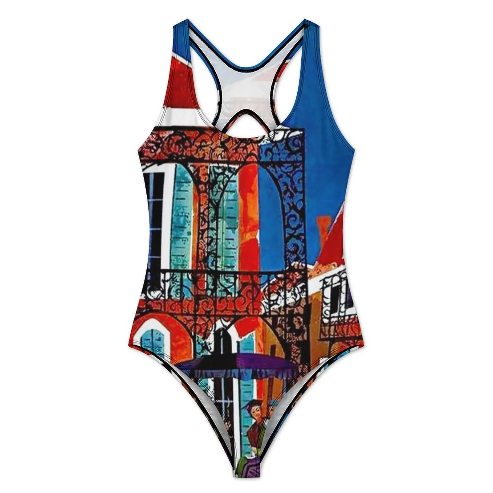 Jazz Festivals Swimsuit New Orleans Print Swimwear One Piece Sport Custom Swimsuits Bathing Suits Female Push Up Sexy Beach Wear