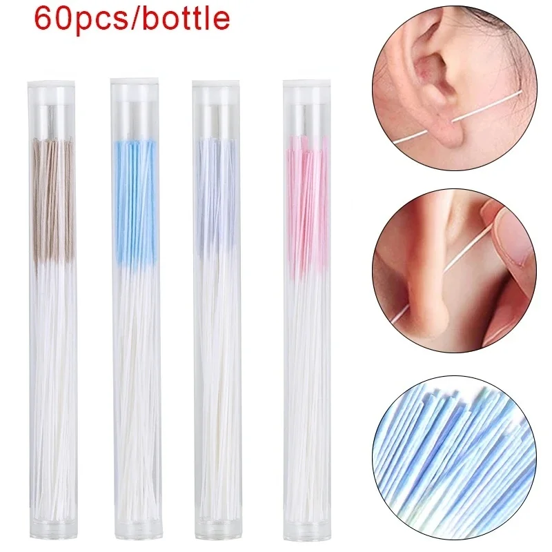 60 pçs brincos descartáveis buraco linha de papel limpo para remover odor sujeira orelha piercing limpeza eficaz ferramenta mais limpa buraco orelha