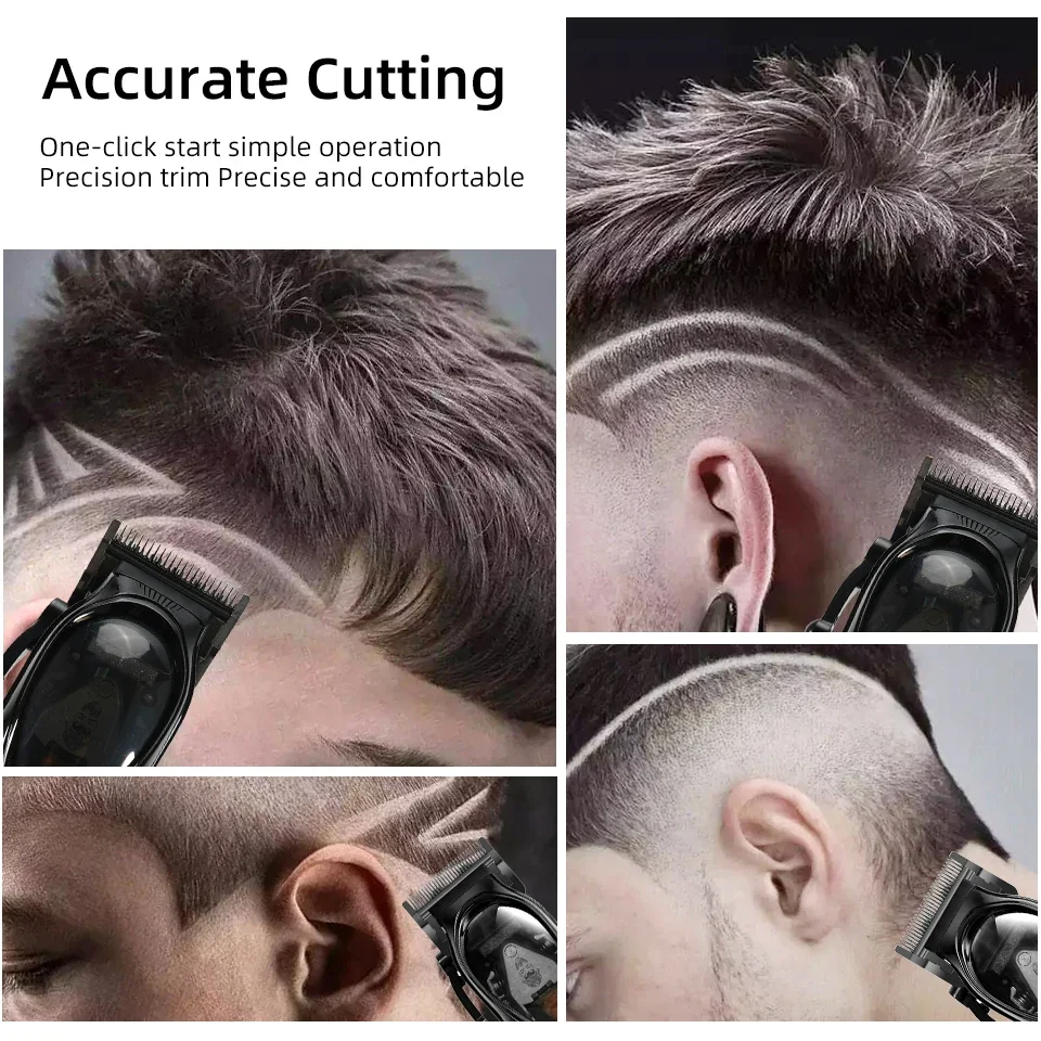 Cortador de cabelo elétrico original para homens, máquina de corte de barbeiro, alta velocidade 10W gradiente óleo cabeça aparador profissional