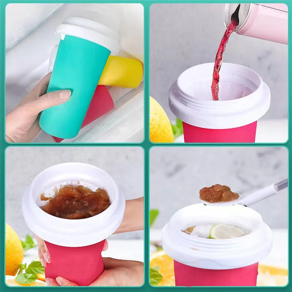 Smoothies Cup Ice Cream Maker Quick-Frozen Silicone Squeeze Cup DIY Milkshake Bottle Slushy Maker Water Bottle Cooling Cup