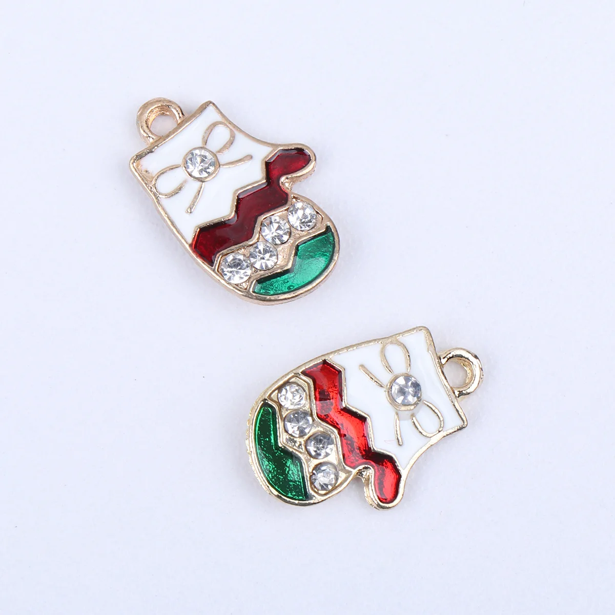 10 Pcs Christmas DIY Jewelry Accessories Earrings Xmas Enamel Charm Pendants Rhinestones Bracelet Making Charms Necklace