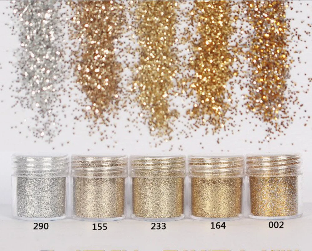

5Pcs 10ml sliver gold color glitter Powder, fine glitter for jewelry diy silicone,Nail Glitter Powder shiny Powder For nail art