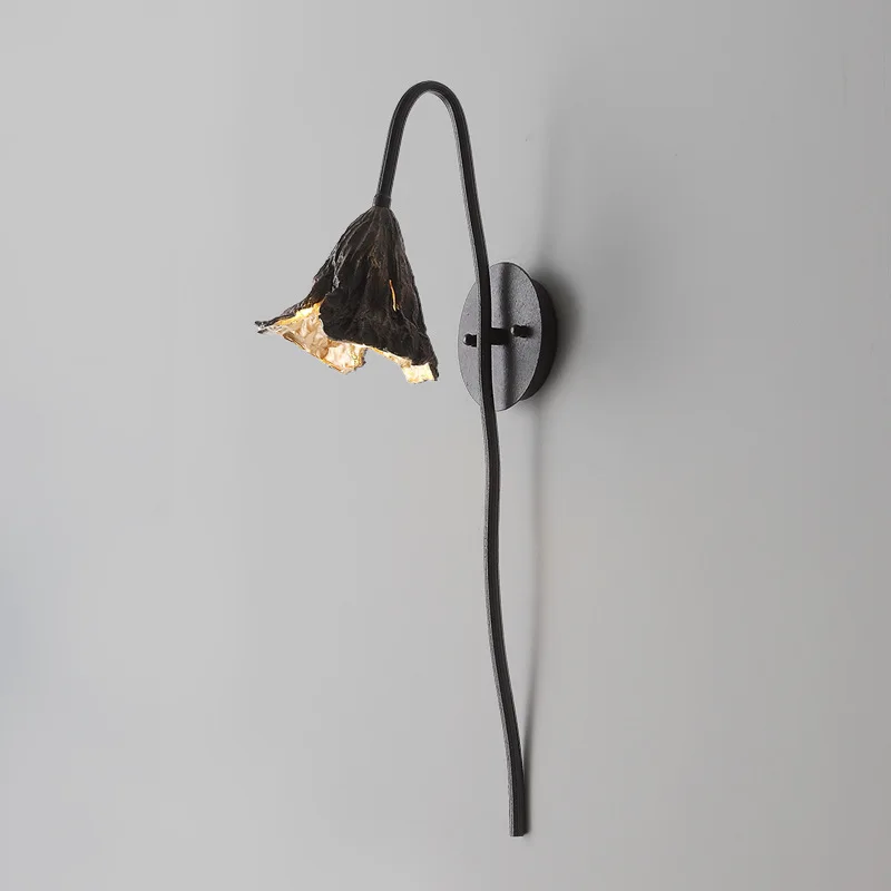 Creative Withered Lotus Wall Lamp Chinese Wabi-sabi Style Living Room Bedroom Bedside Light Minimalist Study Teahouse Decoration