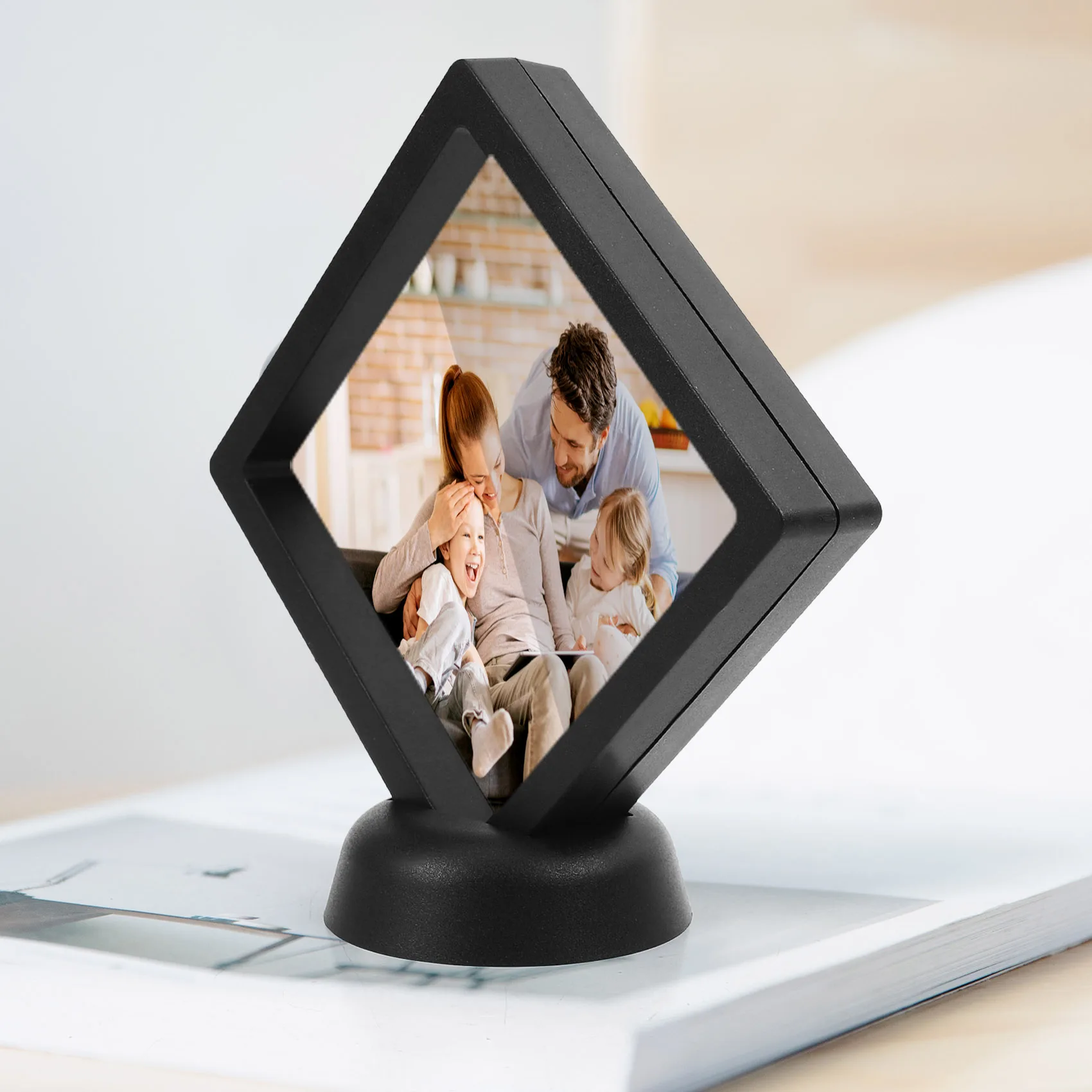 Квадратные 3D-альбомы с плавающей рамкой, держатель для монет, витрина для ювелирных изделий, 9X9 см (с основанием)